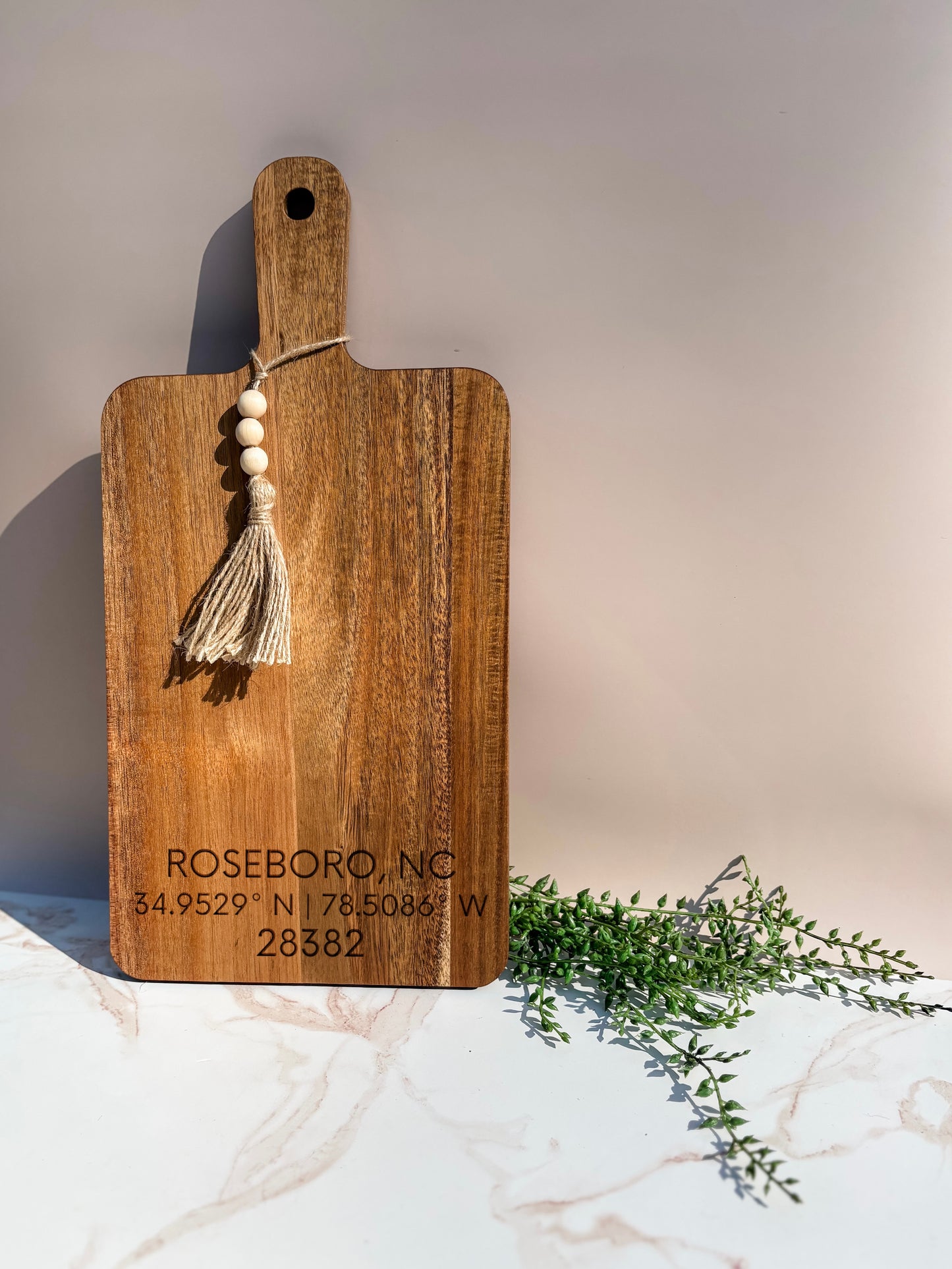 City + Zipcode - Acacia Wood Cutting Board - Large Cutting Board