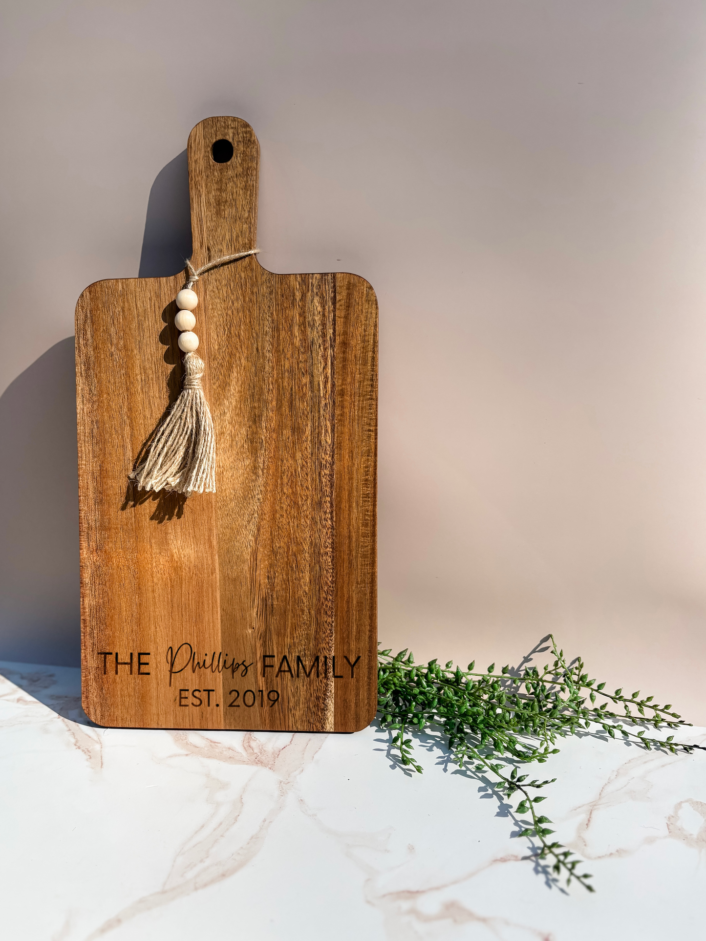 Name + EST Date - Acacia Wood Cutting Board - Large Cutting Board